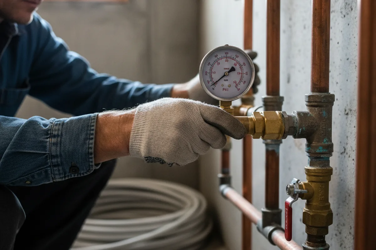 Pressure testing a repaired line during Water Line Repair in Natrona Heights